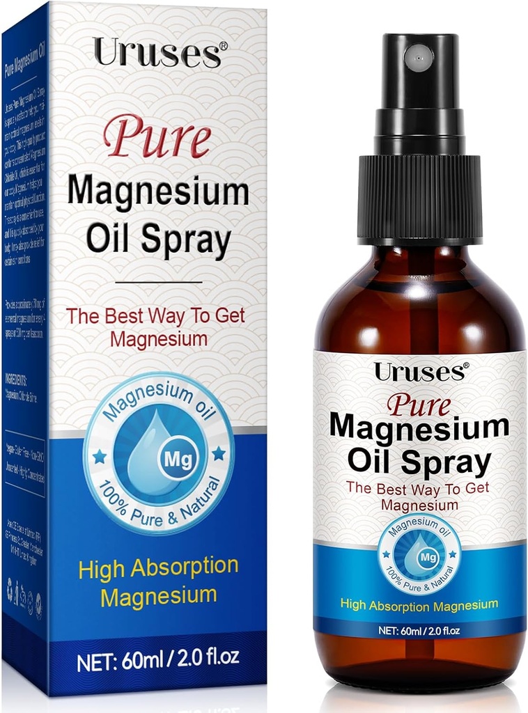 Magnesium Spray, Magnesium Olie voor Voeten, 100% Pure Magnesium Olie Spray voor Lichaam, Ondersteunt Muscle Recovery en Leg Cramps, 2 oz