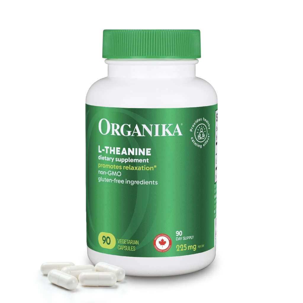 Organika L-Theanine Supplement 8 oz - 90 Capsules: 90 dagen levering van schone Biobeschikbaarheid L Theanine voor ontspanning, evenwicht en kalmte - Gemakkelijk doorslikken enkele capsule servers