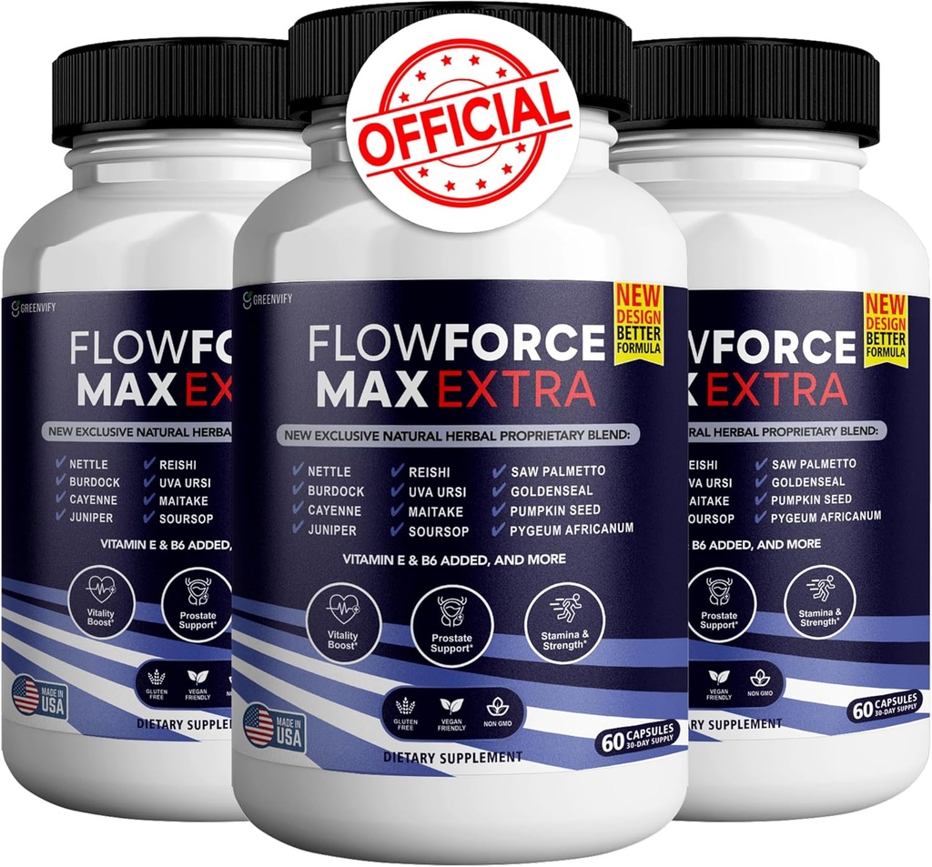 Flow Force Max Extra Prostaat Supplementen voor Mannen Capsules, Gezondheidssupplementen - Maximale sterkte, Alle natuurlijke ondersteuning Normale en gezonde functie (300 Capsules) (5 Pack)
