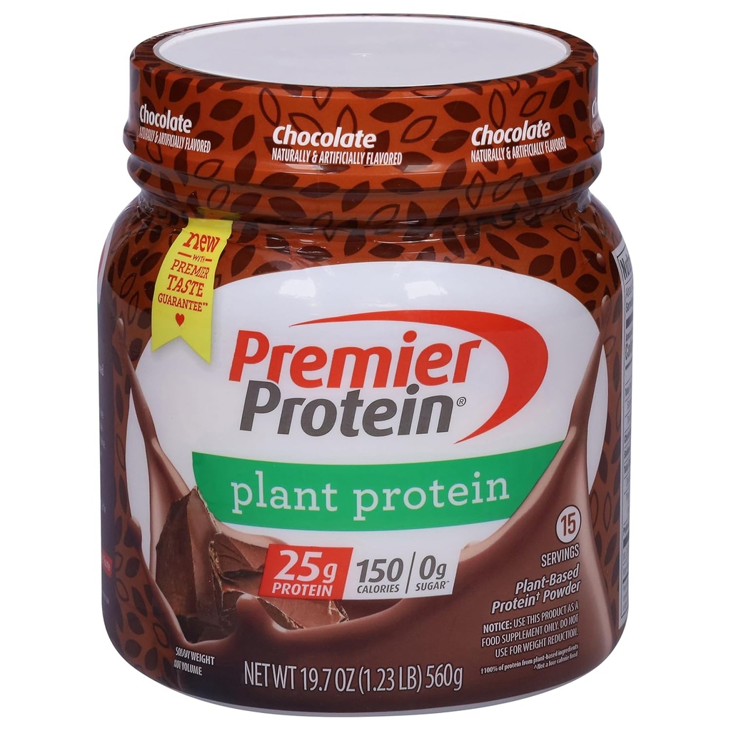 Premier Proteïne Poeder Plant Proteïne, Chocolade, 25g Plant-Based Proteïne, 0g Suiker, Glutenvrij, Geen soja of Zuivel Ingrediënten, 15 Serven