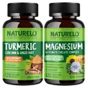 NATURELO Tumeric Curcumine, Plant Based Joint Support, Magnesium Glycinate, 200 mg Magnesium - Glutenvrij, Niet GGO - 120 Capsules