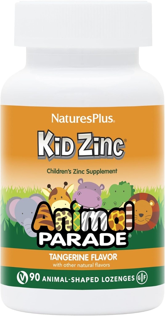 NaturesPlus Animal Parade KidZinc, Tangerine Flavor - 90 Animal-Shaped Lozen, Pack of 3 - Organicly Chelated Zink - Vegan, Gluten Free - 270 Totaal porties