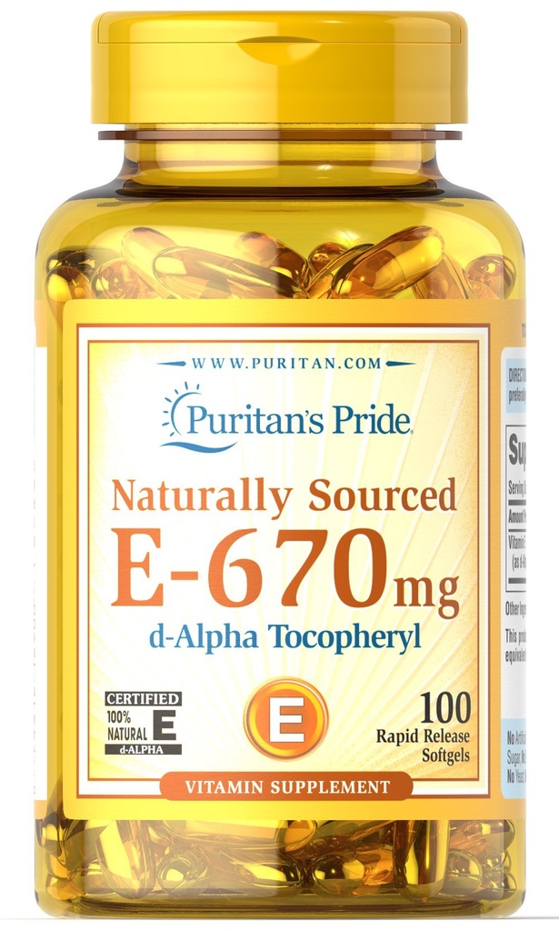 Puritan's Pride Vitamine E- 670 mg 100% Natural-100 Softgels