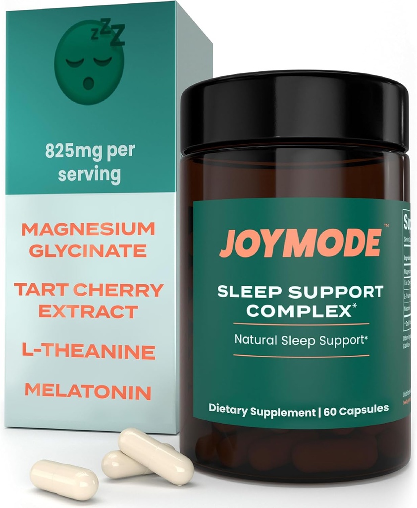 JOYMODE slaaphulpsupplement voor volwassenen (60 ct) met L Theanine, Melatonine & 125 mg Magnesium Glycinate, 500 mg Tart Cherry Extract uit CherryPURE voor slaapondersteuning
