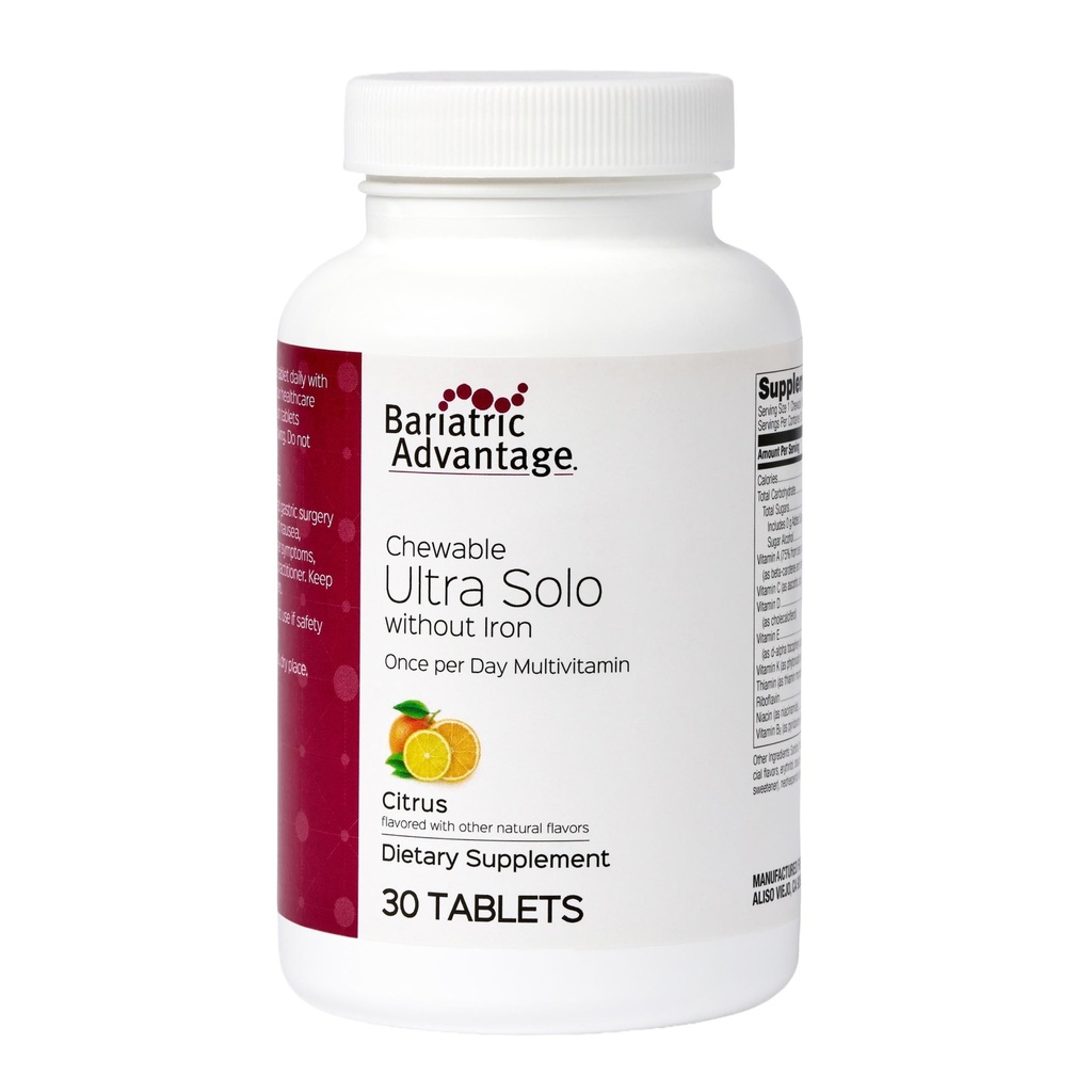 Bariatrische Voordeel - Kauwbare Ultra Solo zonder Iron - Citrus - 30 tabletten (verpakking van 1)