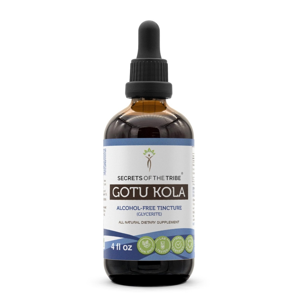 Geheimen van de stam Gotu Kola Tinctuur Alcoholvrije Liquid Extract, Gotu Kola (Centella Asiatica) Gedroogde Kruiden (4 Fl Oz)