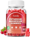 Kalium Magnesium Gummies Kaliumsupplementen Hoge Absorptie Kalium Citroen Magnesium Citrate, Ondersteuning Been Krampen Spierontspanning voor mannen en vrouwen 60 Gummies, Raspberry
