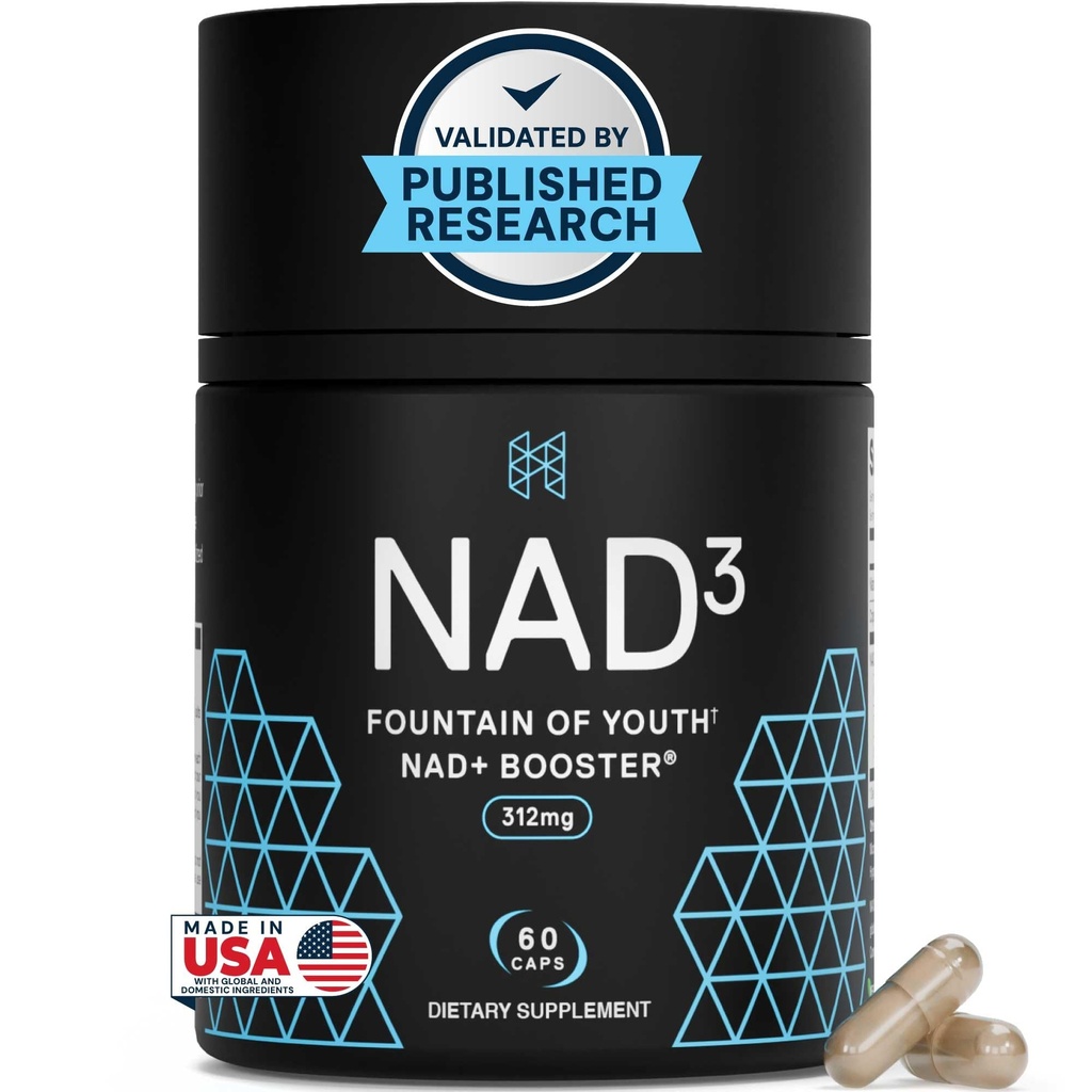 HPN NAD3 Clinical NAD+ Booster, Cellular Health & Natural Energy - NAD Supplement for Healthy Aging, Metabolic Support, NRF2 & Longevity, Nicotinamide Riboside & NMN Alternative, 60ct, 30-daagse levering