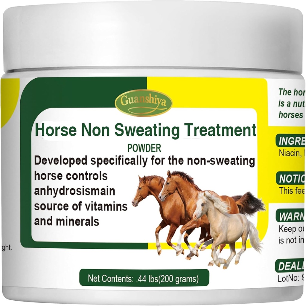 Horse Non Sweating Treatment, bevordering van gezonde temperatuurregeling voor Stop Sweat, AC, Old, Mare, Gelding, Anhidrosis, One Hot Summer Day Use
