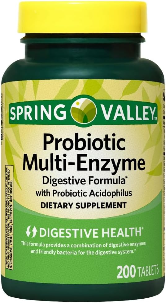 Spring Valley Probiotic Multi-Enzyme Digestive Formula Tablets, 200 Tellen