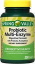 Spring Valley Probiotic Multi-Enzyme Digestive Formula Tablets, 200 Tellen