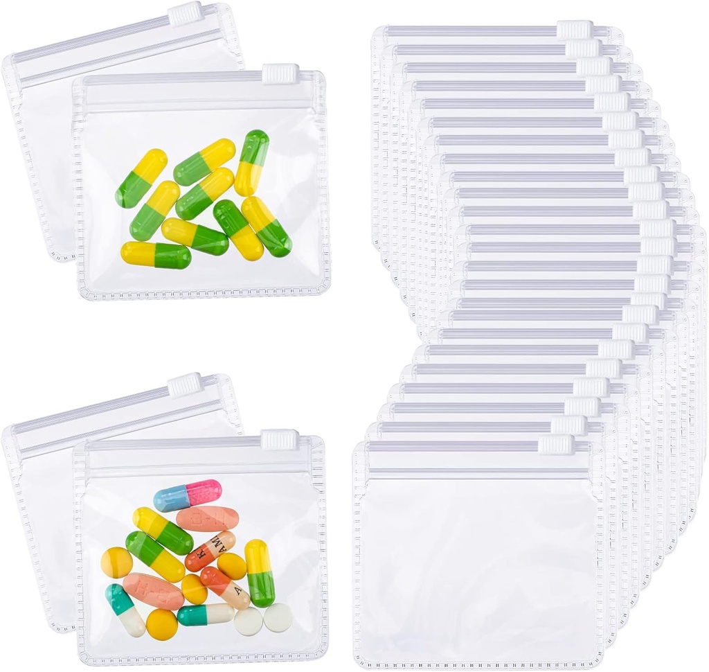 Nuanchu 12 Pieces pil zakken zakken Set Herbruikbare rits pil Baggies Clear Plastic Self Sealing Travel Medicine Organizer Opslag met schuif slot voor de geneeskunde en kleine items