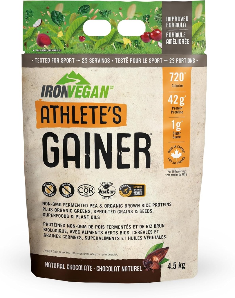 Iron Vegan Atlete's Gainer - Natuurlijke Chocolade 4,5 kg