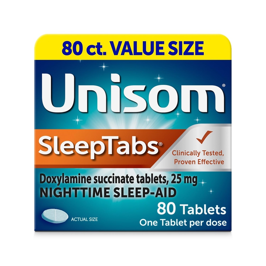Unisom SleepTabs, Nighttime Sleep-aid, Doxylamine Succinaat, 80 tabletten
