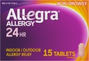 Allegra Adult 24HR Non-Drowsy Antihistamine, 15 Tablets, Snelwerkende Allergie Symptoom Relief, 180 mg