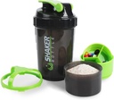 Shaker Bottle - Proteïne Shaker Cup met opslag compartments - Leak-proof Workout Shake Bottles with Mixer for Smooth Mixing-500ML/16oz (GREEN & black)
