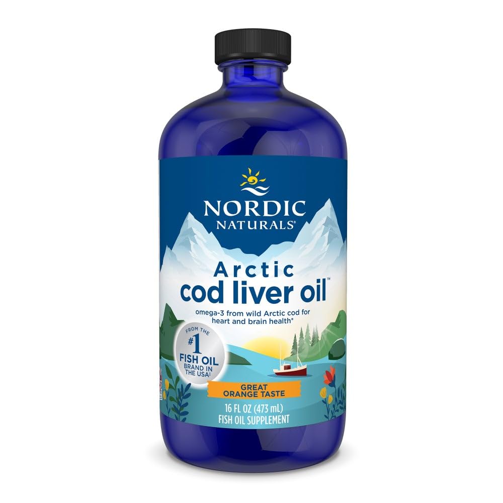 Nordic Naturals Arctic Cod Liver Oil, Orange - 16 oz - 1060 mg Totaal Omega-3s met EPA & DHA - Hart & hersenen Gezondheid, Gezonde Immuniteit, Algehele Wellness - Non-GMO - 96 Servers