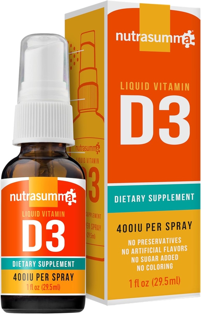 Nutrasumma Vitamine D3 1000 IE Spray -1oz- Natuurlijk Hoge Absorptiesnelheid Ondersteunt Bone Boosts Immuun Systeem Vitamine Supplement