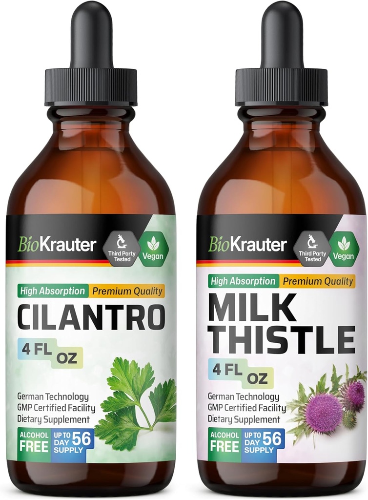 BIO KRAUTER Cilantro Tinctuur 4 Fl. Oz. & Milk Thistle Tinctuur 4 Fl. Oz.