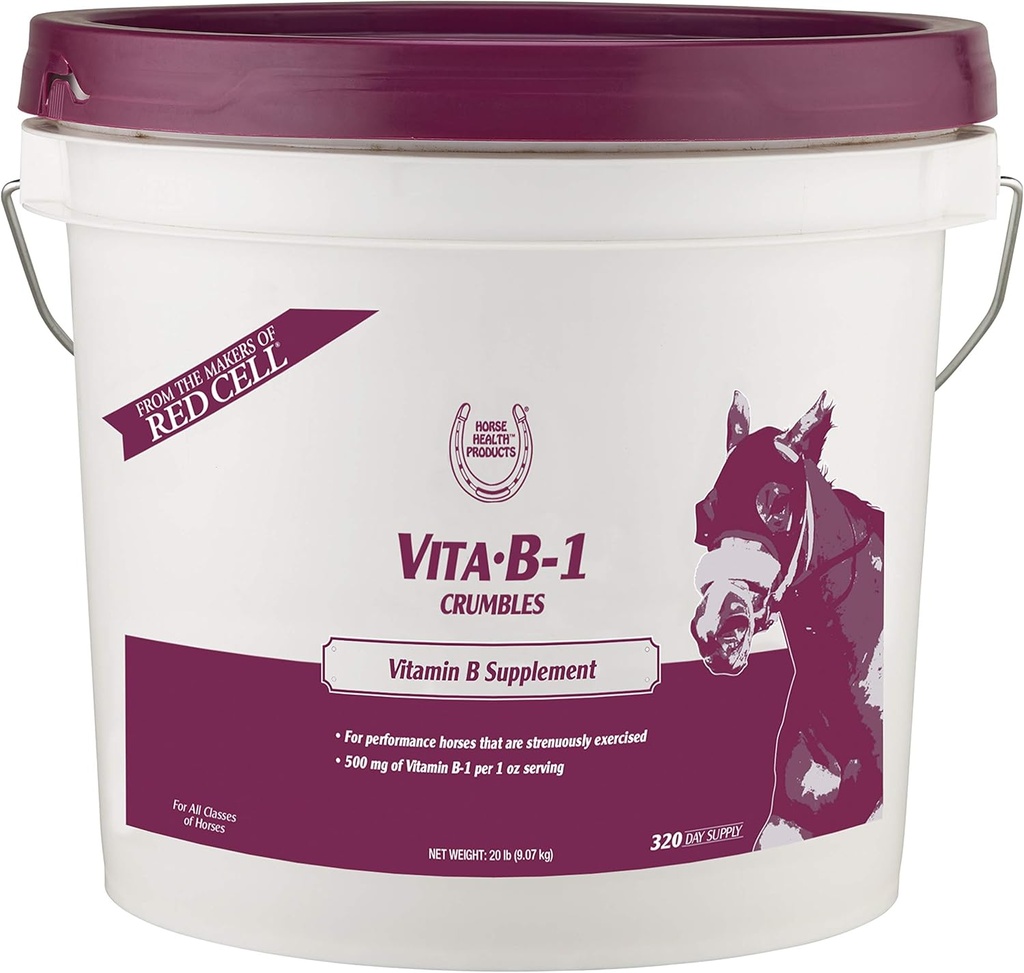 Farnam Horse Health Vita B-1 Crumbles Supplement voor paarden, Ondersteunt optimale spieractiviteit en metabolisme voor prestaties, 20 pond, 320 dagen levering