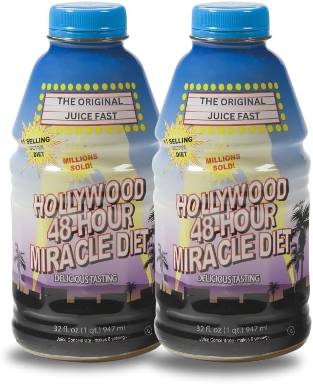 Hollywood Diet - 48-Hour Miracle Fruit Juice Cleanse Diet 2-Pack, Detox Cleanse voor gewichtsverlies en verjonging, voedselvervanging, snel handelend dieet, gewichtsverlies drank, 32 Fl. Oz.