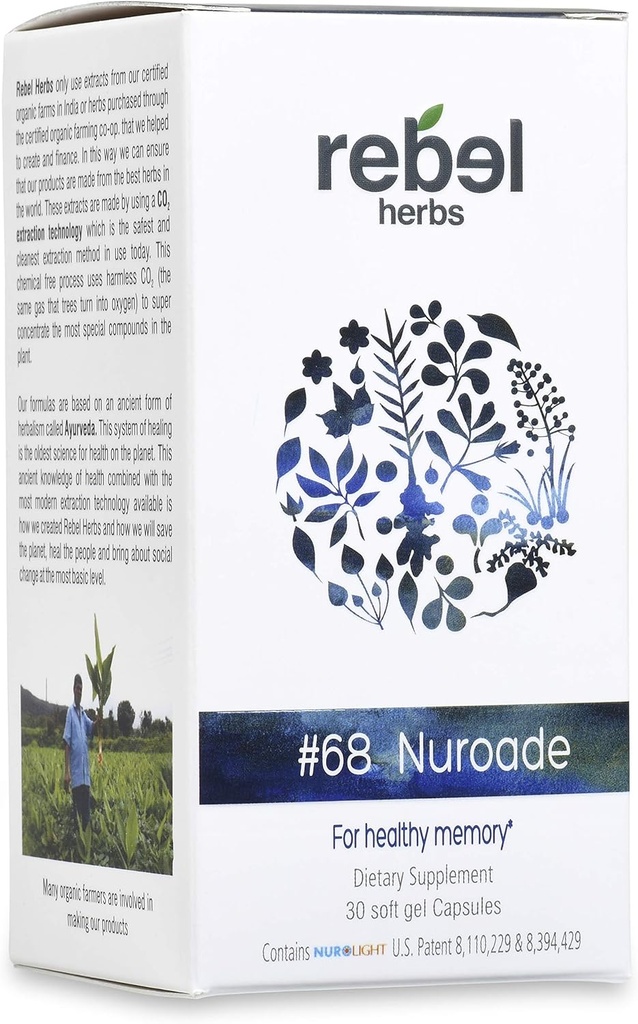 #68 Nurode Capsules Brain Supplement Nootropics Booster - Verbeter Focus, Boost Concentratie, Verbeter Geheugen & Clarity, Mind Enhancement, IQ Verbetering met Bacopa en Celastrus