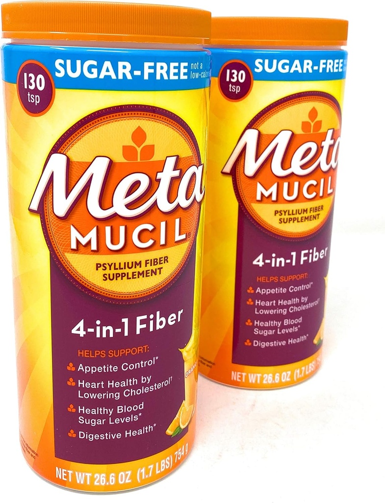 Metamucil Sugar Free Fiber Supplement, Oranje glad 260 porties