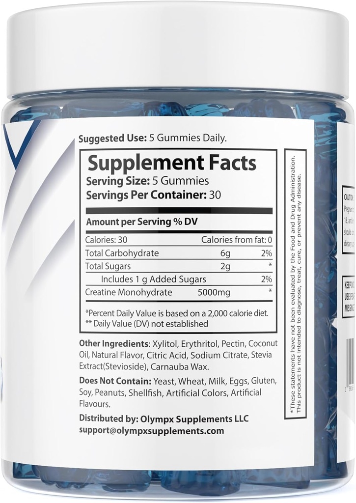 Creatine Monohydraat Gummies - 30 porties, 5g per portie, bosbessen (150 telling)