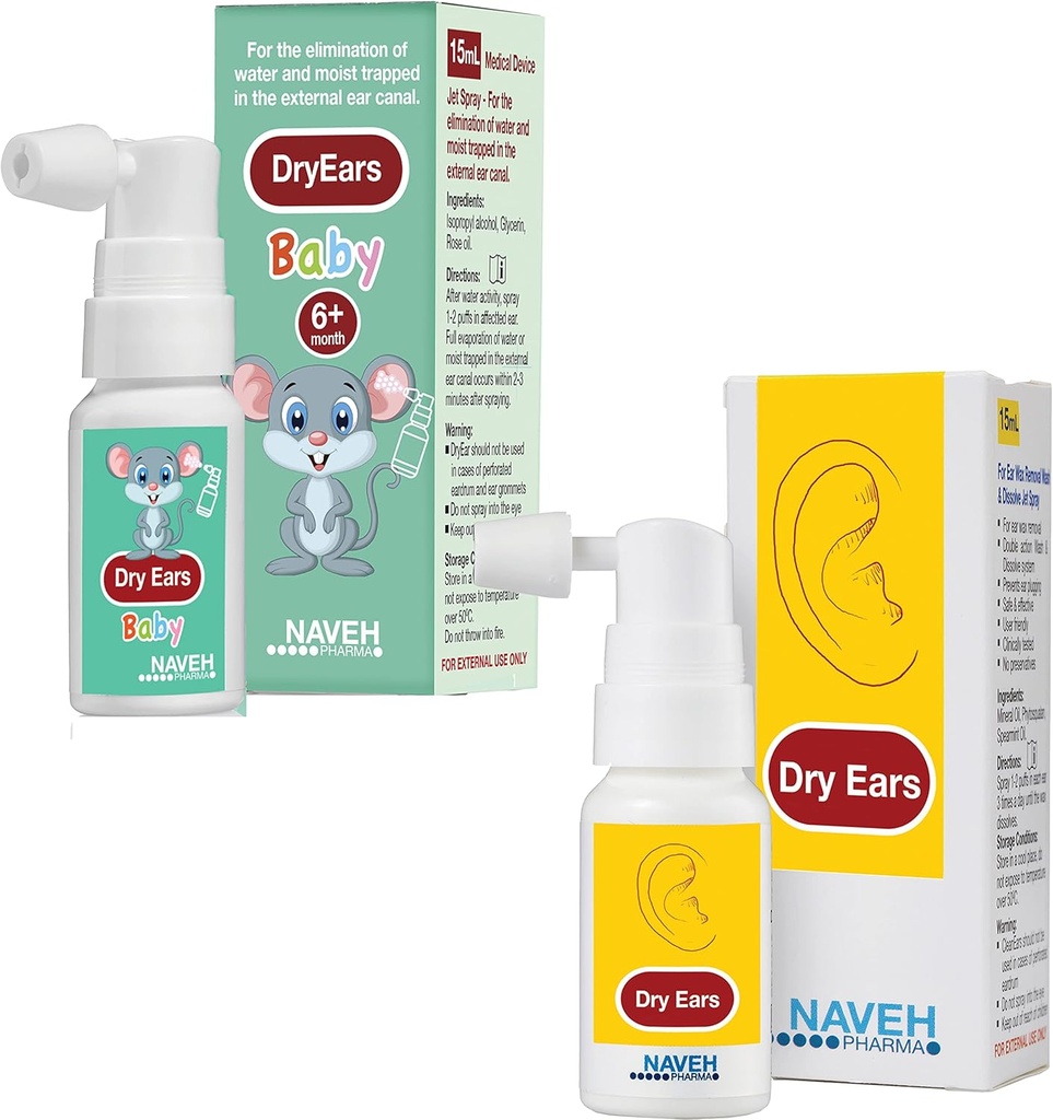 NAVEH PHARMA droge ooren Baby Spray 0,5 Fl Oz + NAVEH PHARMA droge ooren Spray 1 Fl Oz