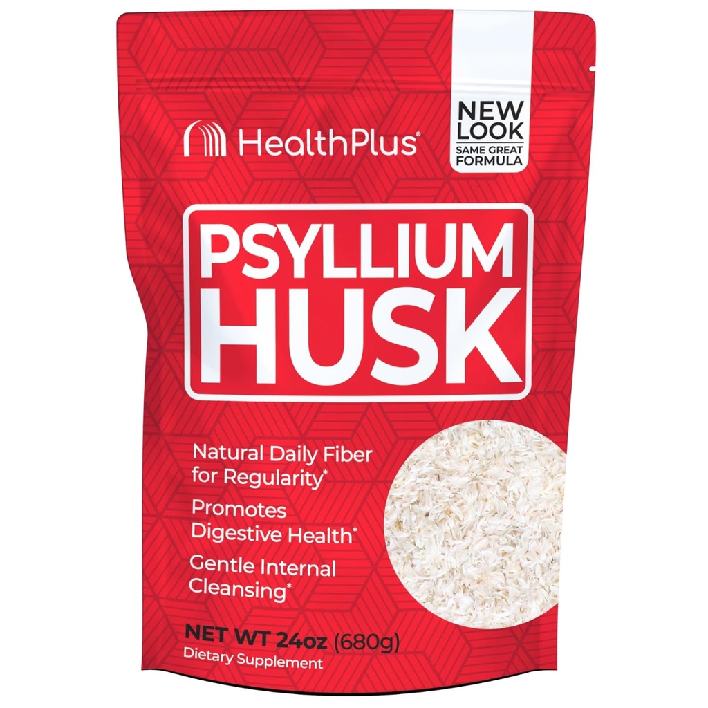 Health Plus, Psyllium Husk, 24 oz, 96 Servings - Natural Detox, Daily Dietary Fiber Supplement, Constipatie Relief, Gentle Gut Cleanse, Keto Bakken