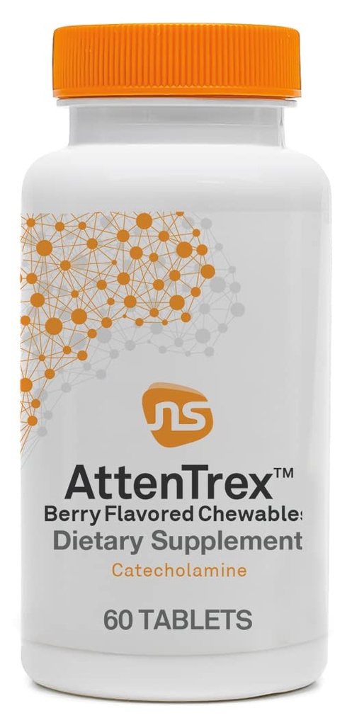 NeuroScience Brain Energy & Focus Supplement for Adults, Teens & Children - AttenTrex - Support Brain Health & Optimal Attention - Tackle Assignations & To-Do Lists - Berry Flavor (60 Kauwtabletten)