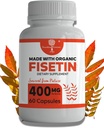 Organic Fisetin Supplement Capsules 400mg -4X Sterker- Natural Bioflavonoid Gelijkaardig aan Apigenin, Quercetin, Luteoline - Senolytische Activator Kan ondersteunen Brain Health, & Age-Defying