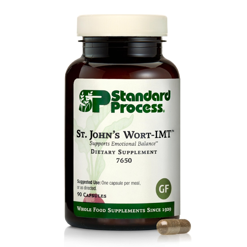 Standard Process St. John's Wort-IMT - Herbal Supplement for Sleep & Stress Relief - Supports Balance & Relaxation - Non-Dairy, Non-Soy & Gluten-free - 90 Capsules
