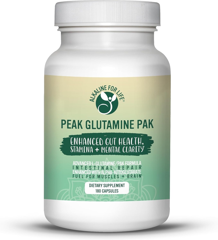 Peak Glutamine PAK 180 Capsules L Glutamine with pyridoxal Alpha-ketoglutarate to efficiently Recycle L-glutamine for Optimal Gut Health Benefit