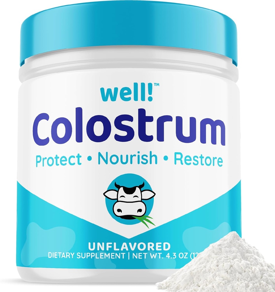 Nou! Colostrum Supplement voor Gut Health, Hair Growth,Beauty & Immune Support - Gemakkelijk te mengen Grass-Fed Bovin Colostrum Powder - Antioxidanten - High IgG Plus ImmunoLin, Unflavored, 60 Servers