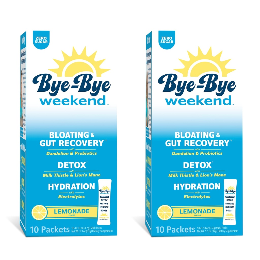 Detox Drink Mix w/Electrolytes - for Bloating, Recovery, Fatigue, Brain Fog - Probiotics, Lion’s Mane, Milk Thistle - Zero Sugar Lemonade - 20 Pack