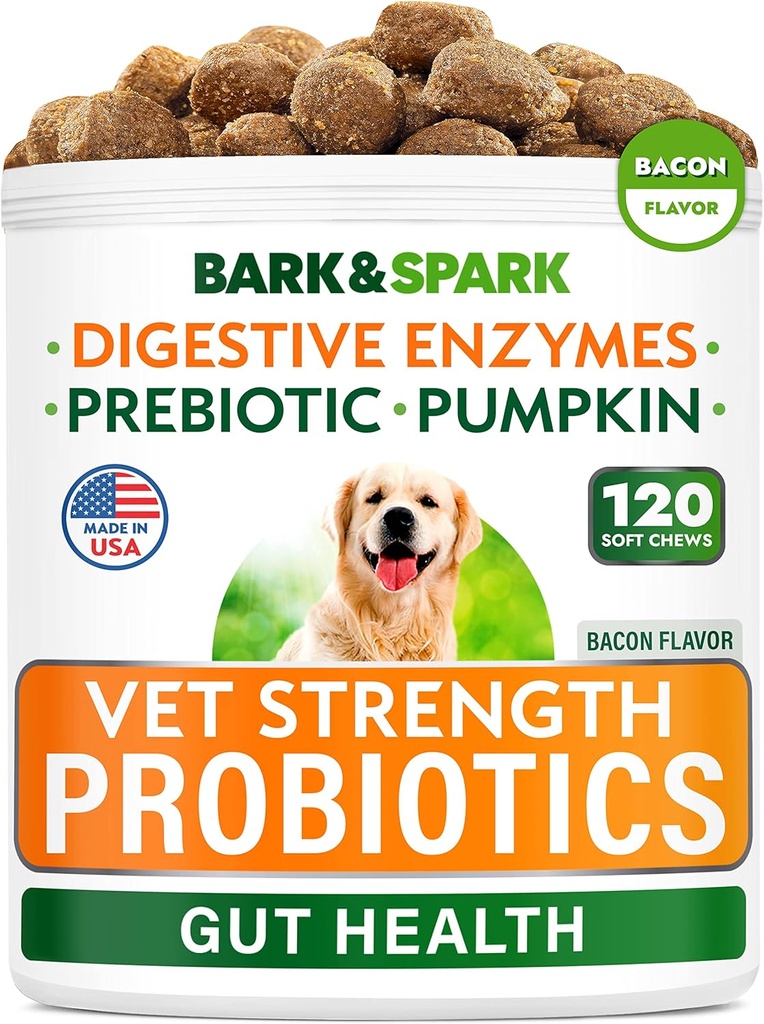 Vet sterkte hond Probiotica Kauwen - Gas, diarree, Allergie, Constipatie, verstoorde maag Relief, met enzymen + pompoen + prebiotica - Kauwbare vezels supplement - 100 zachte kauwen - gerookte eend