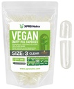 XPRS Nutra Size 3 Empty Capsules - 100 Count Clear Empty Vegan Capsules - Vegetarian Pills - DIY Vegetable Capsule Filling - Veggie Pill Caps