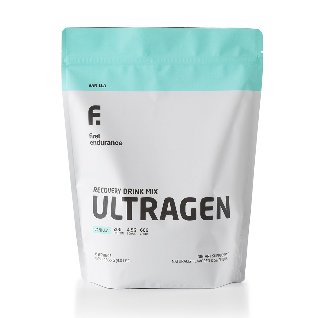 EERSTE ENDURANCE Ultragen workout Recovery Drinkpoeder, Proteïne Mix, Boosts Energie, Versnelt Herstel Vanille, 15 porties