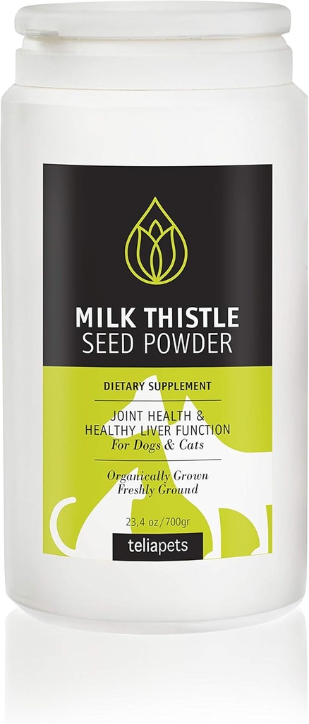 Teliapets Milk Thistle Seed Powder, Herbal & Effective, Natural, Ideaal om de lever en niergezondheid te beschermen, tegen allergieën, ontgiften, antioxidant -voor honden & katten 23.4oz /700 gr