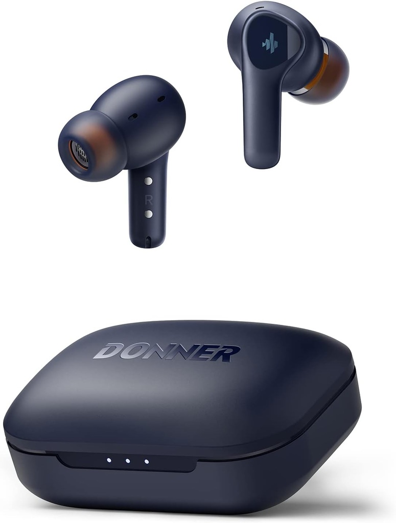 Donner Wireless Earbuds Noise Cancelling, Bluetooth 5.2 Earphones with ENC for Clear Calls, 12mm Drivers & Balanced Armature, App for Custom EQ, 32H Playtime, Fast Charging - Dobuds ONE, Blue