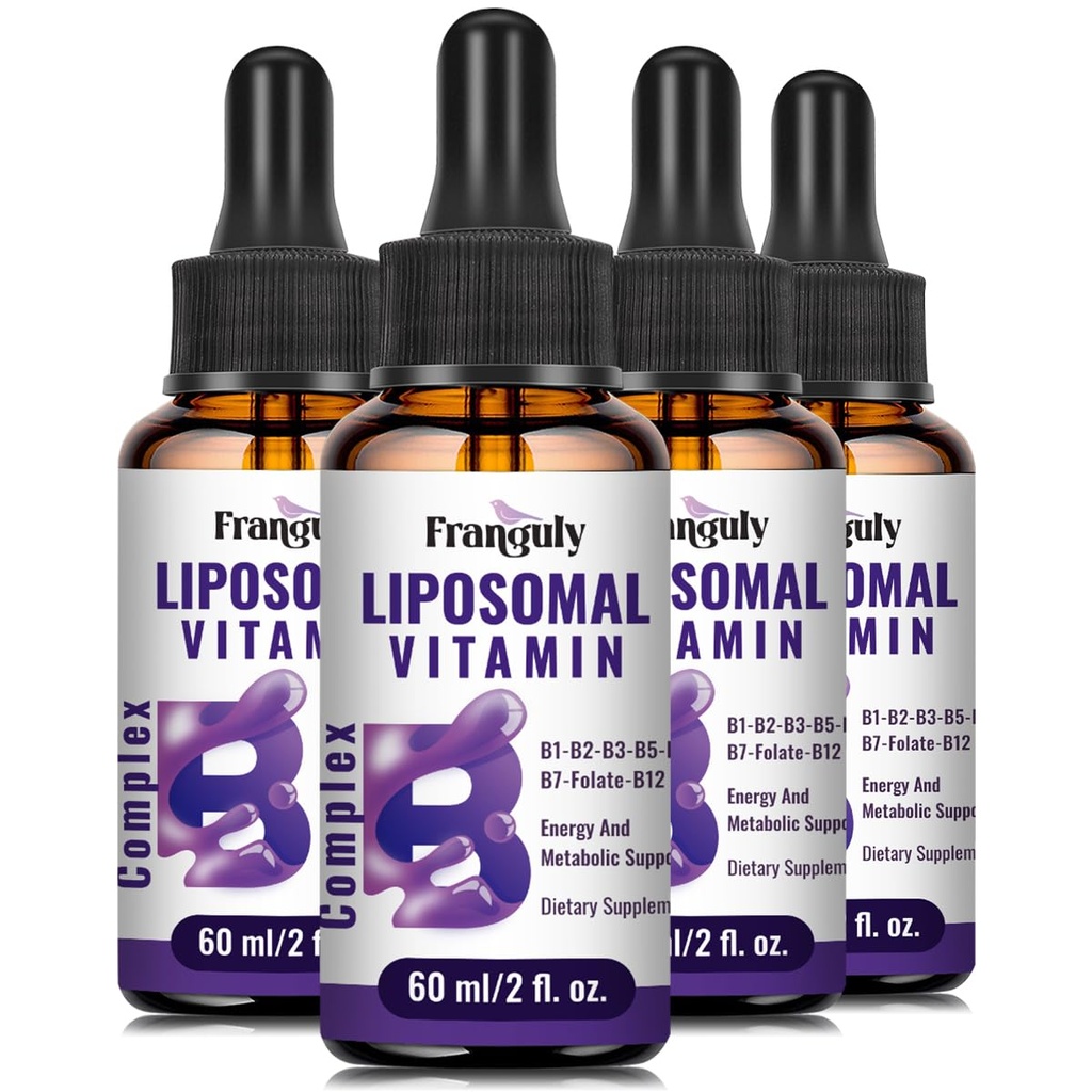 Liposomal Vitamine B Complex Liquid Sublingual B Complex Vitaminen Supplement voor Vrouwen Mannen Verbeterde Absorptie Gemethyleerd B12,B1, B2, B3, B5, B6,Folate,Biotine voor Energie en Immuun Ondersteuning 8.0 oz