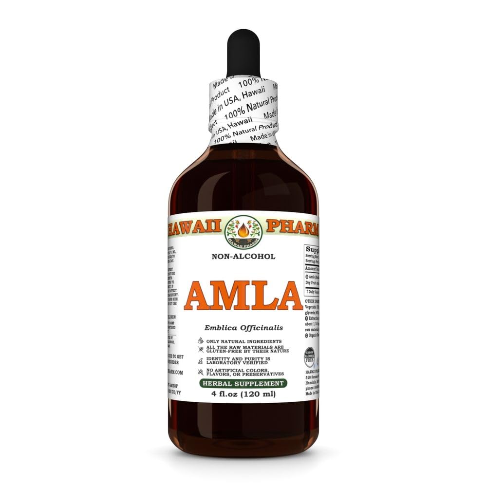 Amla Alcoholvrije Extract, Glyceriet voor Hart & Immuun Ondersteuning, bevordert Lipidenbalans, Ondersteunt de lever Wellness, stimuleert normale bloedstroom, natuurlijke verjonging - 4 fl.oz