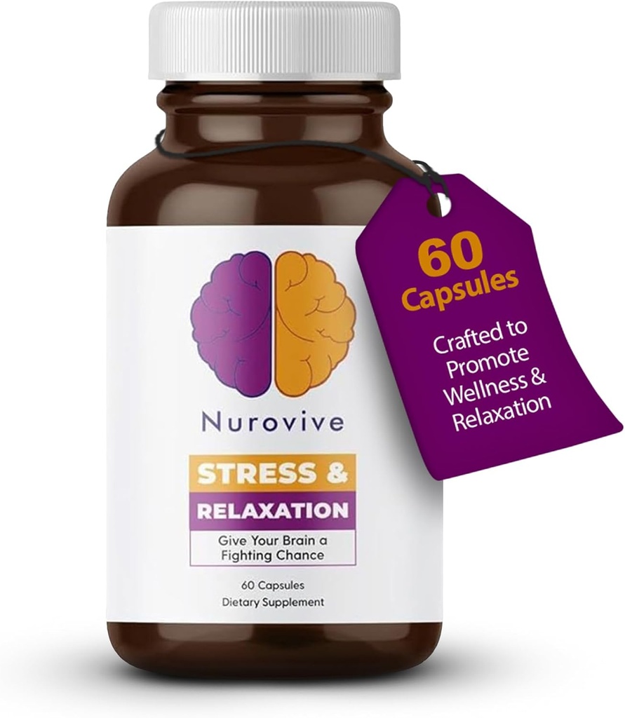 Stress & Relaxation, Mental Focus Supplement, Lemon Balm Capsules met Ashwagandha voor mannen/vrouwen, Dagelijkse Wellness Ondersteuning, Ashwagandha Pillen met Ginseng, kamille & Meer, 60 Capsules