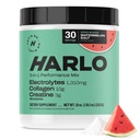Harlo - Watermeloen Zout Electrolyte Drink Mix w/Bovine Collageen & Creatine - Creatine Monohydraat Poeder - Energie Drinkpoeder - Voor de training poeder - Suikervrije energiedranken - Post Workout Herstel