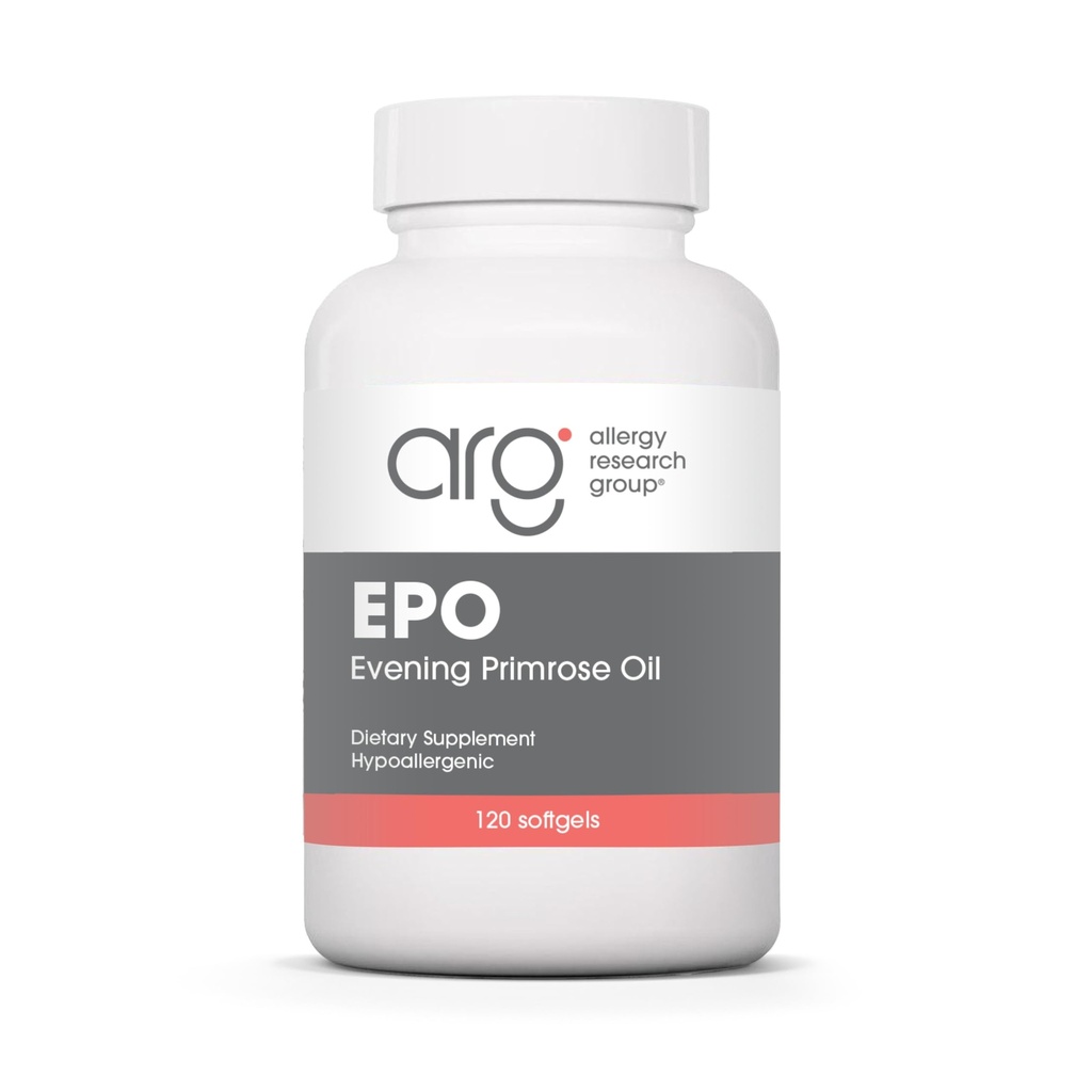 Allergy Research Group EPO - Evening Primrose Oil for Men & Women, for Dry Eyes, Omega-6, GLA Gamma-Linolenic Acid, 500mg Supplement - 120 Tel.