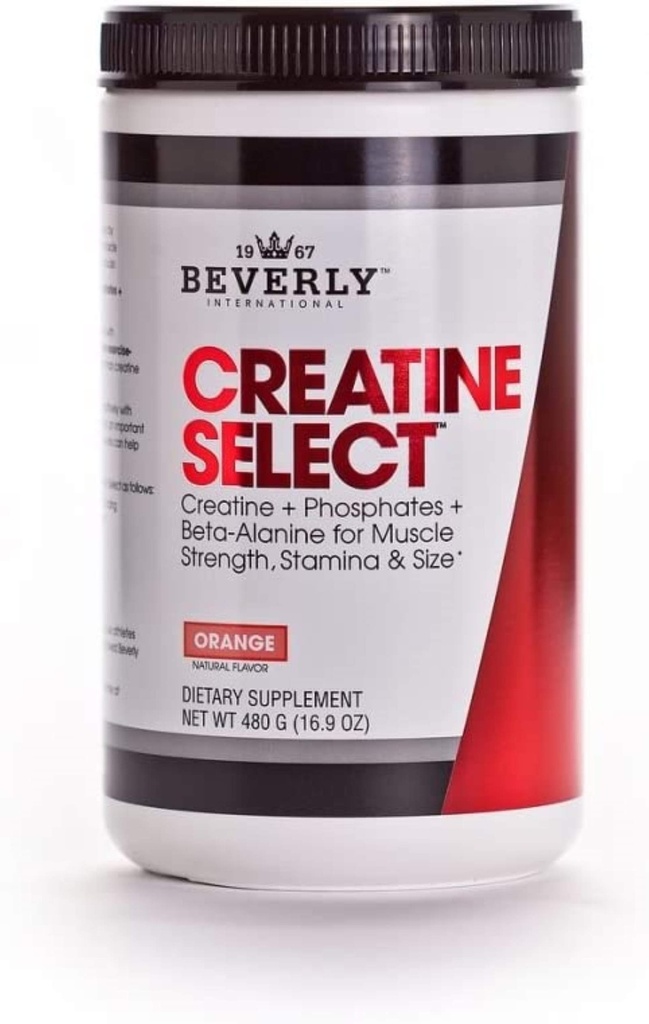 Beverly International Creatine Select met fosfaat, 40 porties. Een Fail-Proof Creatine Monohydraat formule. Boost Spiergrootte, sterkte, duurzaamheid en herstel. voor mannen en vrouwen. Smaakt naar Tang