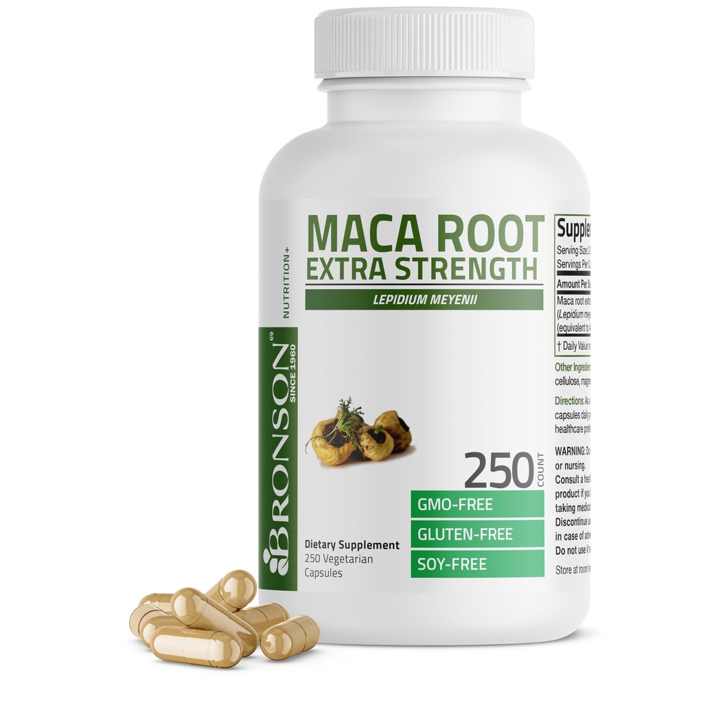 Bronson Maca Root Extra Lepidium Meyenii, Non-GMO, 250 Vegetarische Capsules