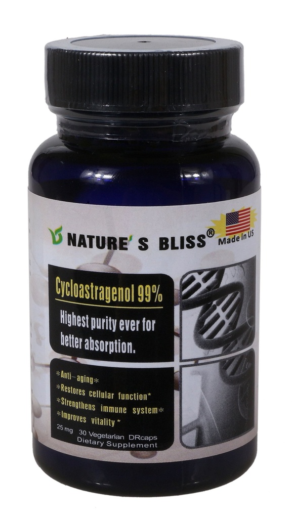 Nature'sbliss Cycloastragenol 25mg 99%,Telomere Supplementen, Astragalus Root Extract, Anti Aging Supplement, Made in USA, Immunity Boost, Maagzuur Beschermd, Super Absorptie, 30 Capsules