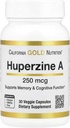 Huperzine A by California Gold Nutrition - Support for Memory & Cognitive Function - Promoot gezonde acetylcholine niveaus - Vegan Friendly - Gluten Free, Non-GMO - 250 mcg - 30 Veggie Capsules